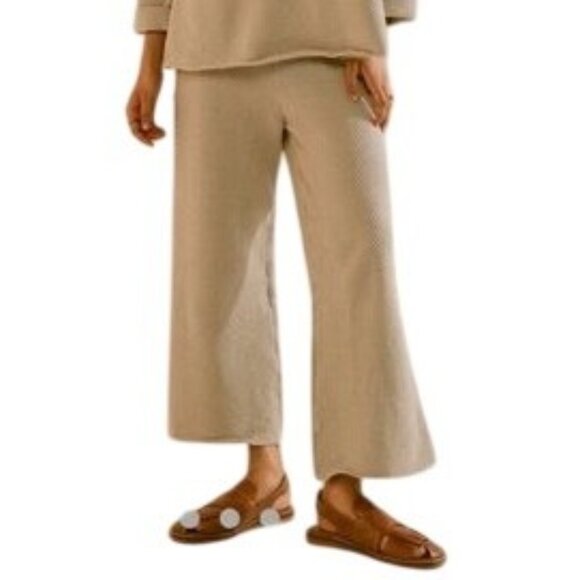 Free People Beach Hailee Waffle Knit Sweater Pants Wide Leg  M - Picture 1 of 9